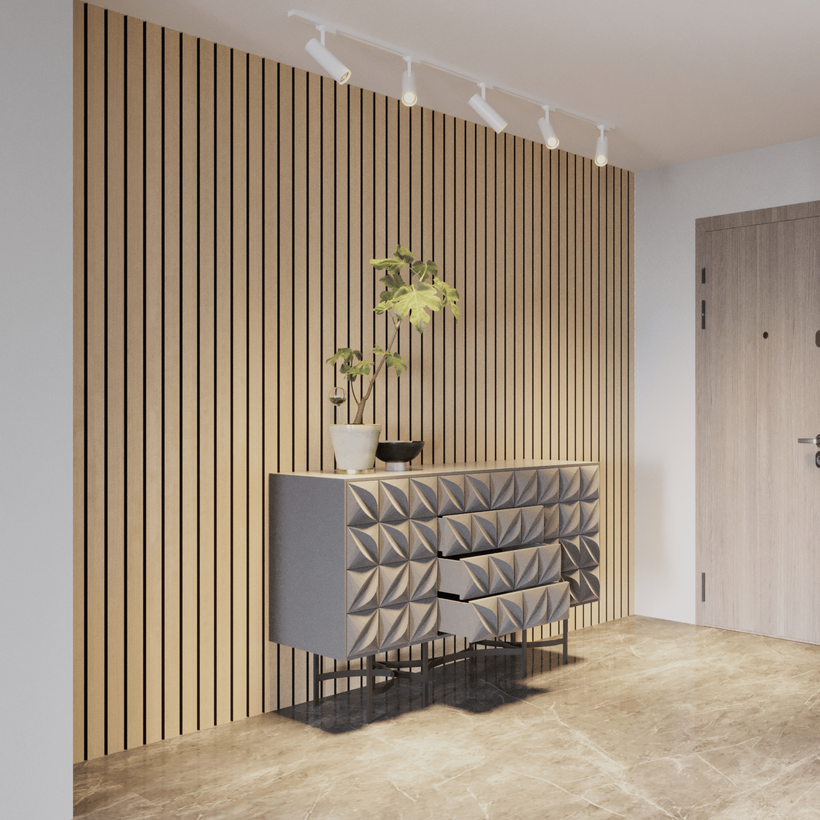 Akustikpaneele 280 cm – breit – helle Eiche