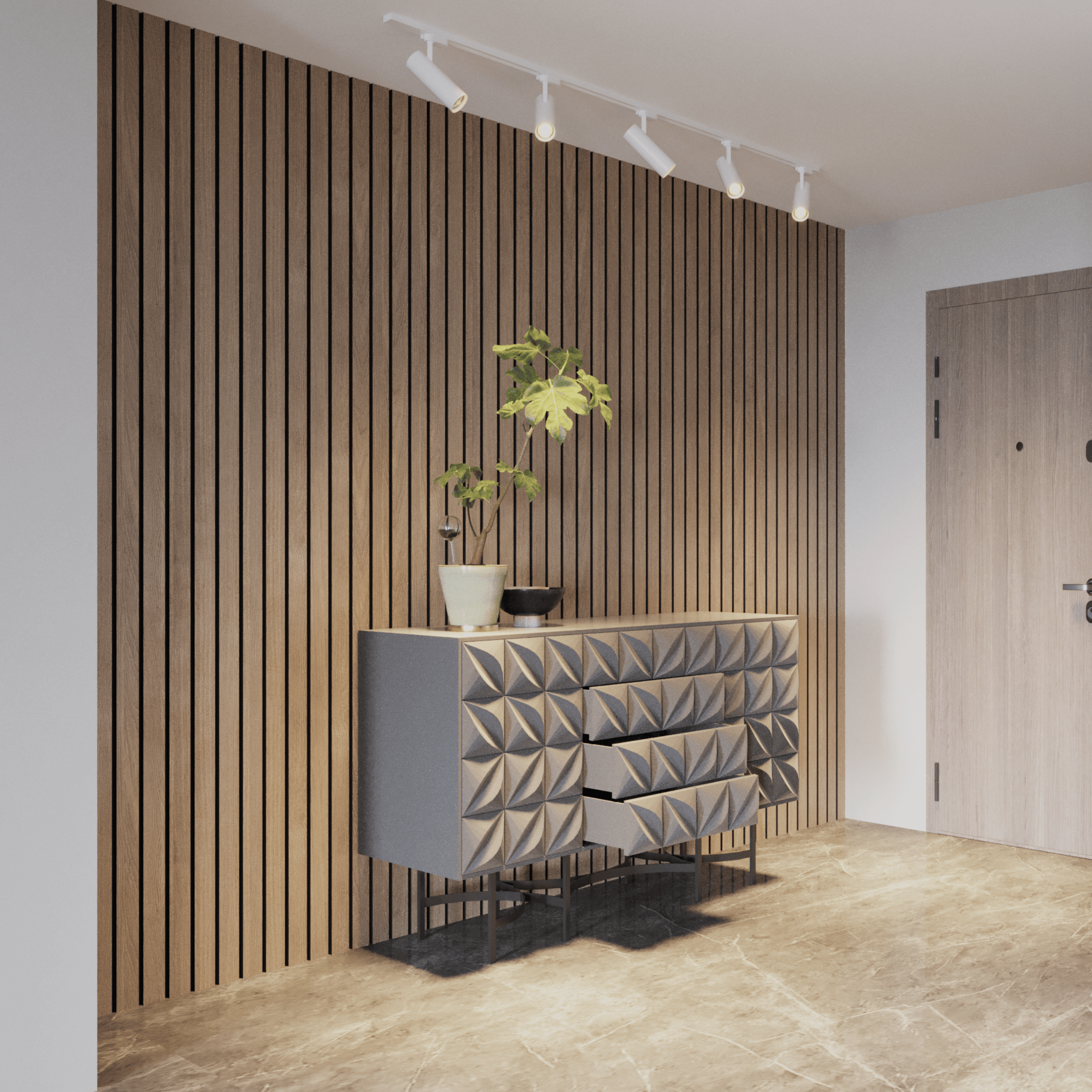 Akustikpaneele 280 cm – breit – Walnuss