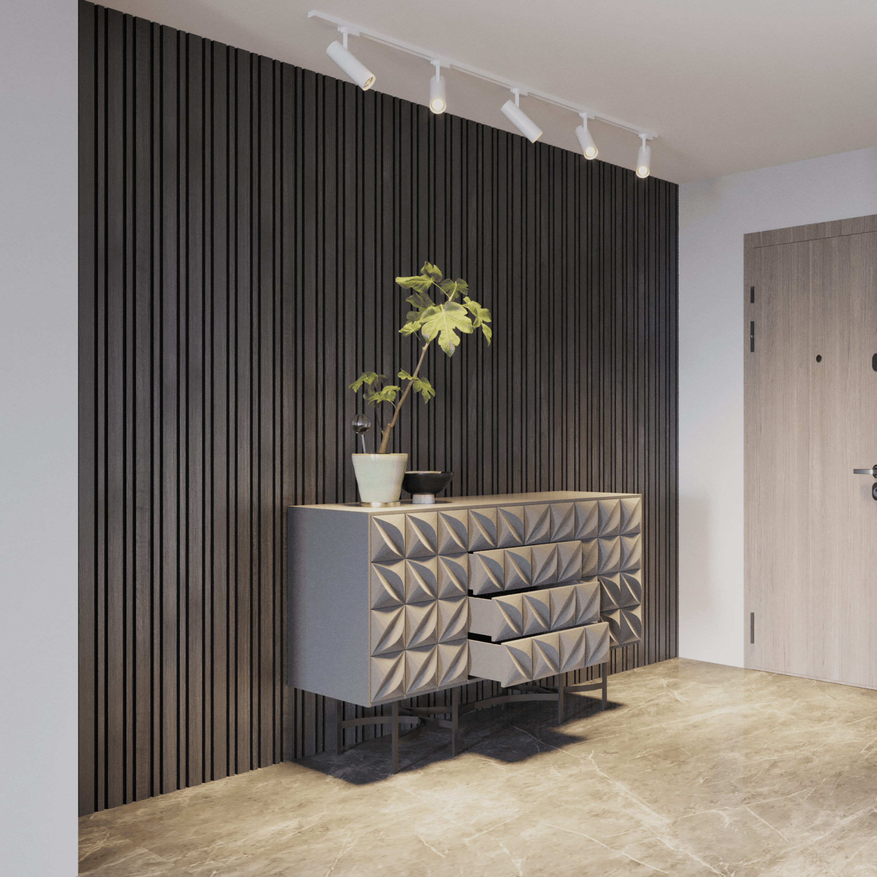 Panneau mural 280cm - Mixte - Chêne noir