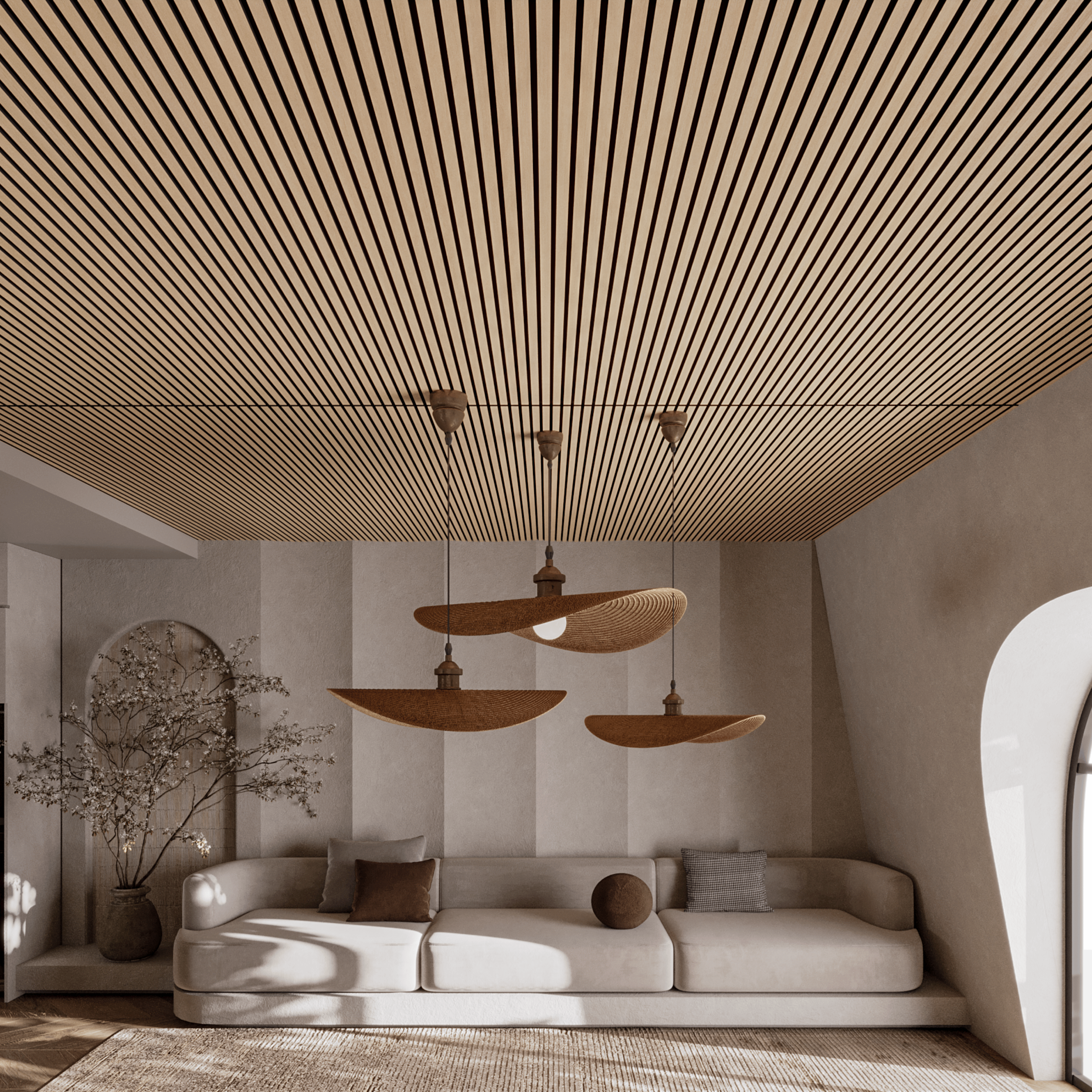 Panneau mural 280cm - Standard - Chêne clair feutre noir