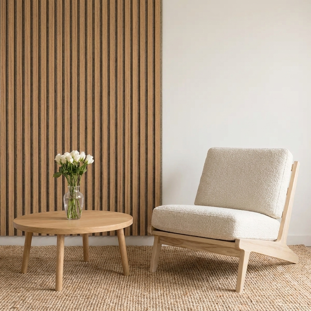 Wandpaneel 280 cm – Standard – Helle Eiche mit grauem Filz