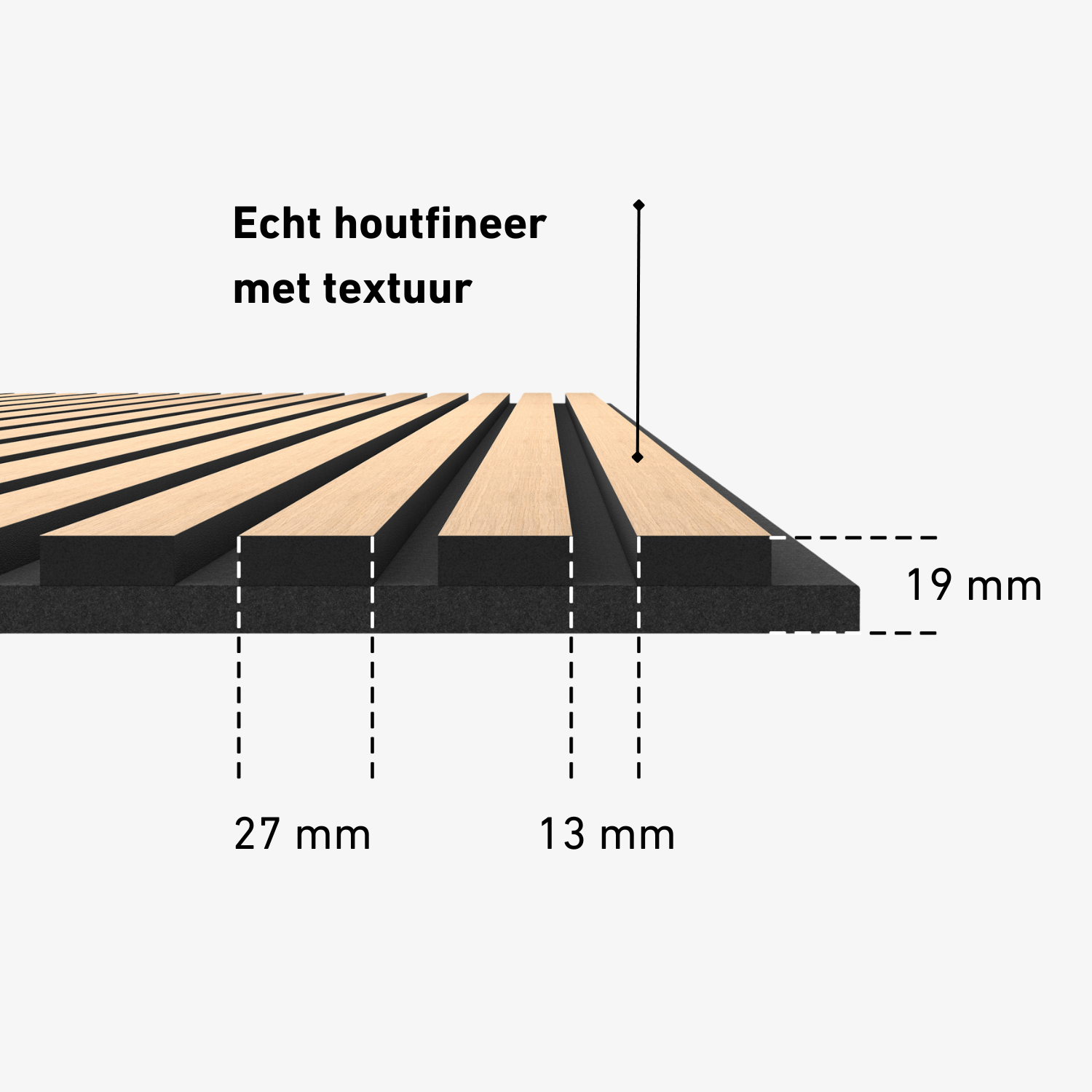 Wandpaneel 280 cm – Standard – Helle Eiche mit schwarzem Filz