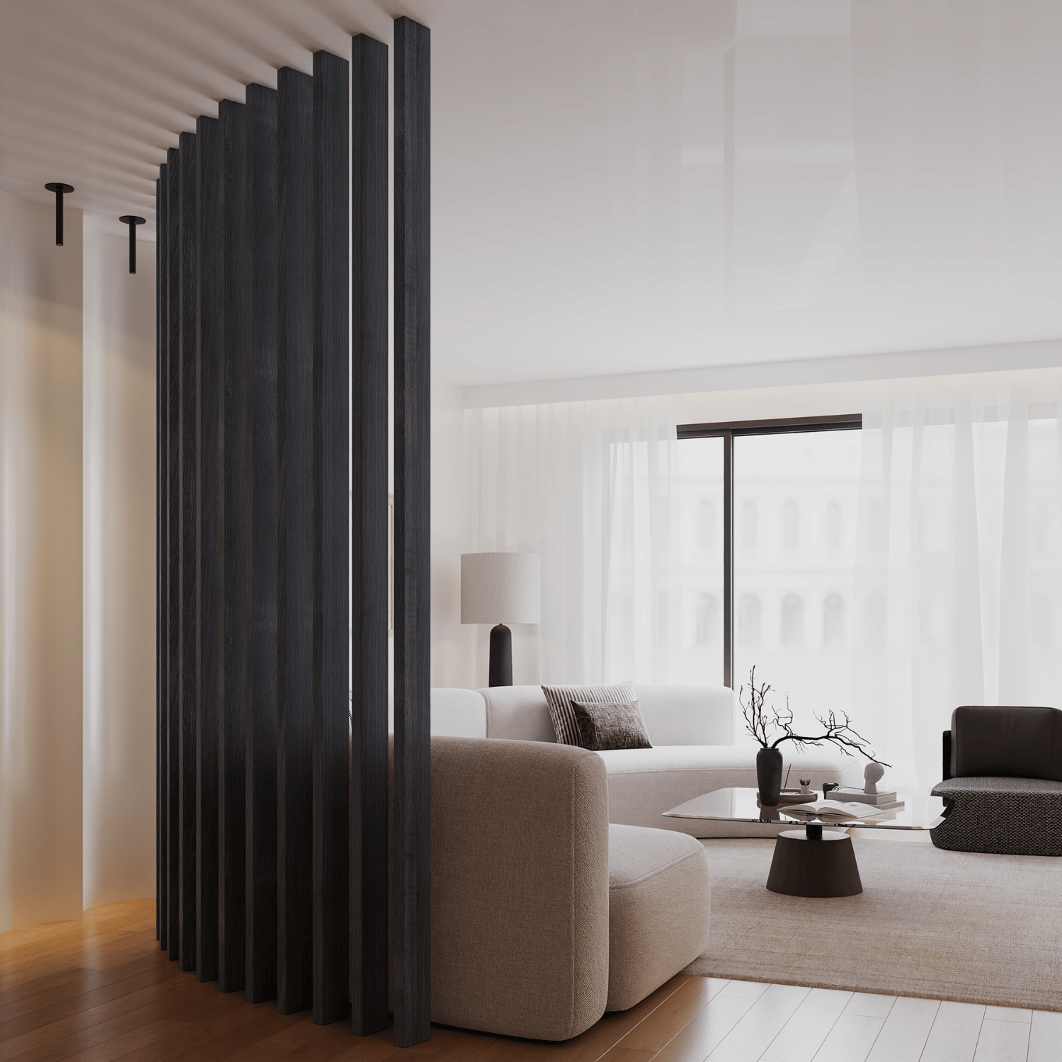 Roomdivider 300cm - Zwart eiken