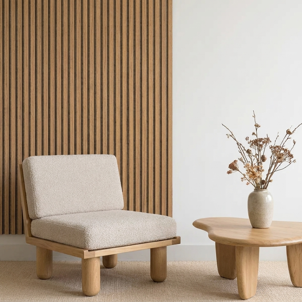Wandpaneel 280 cm – Standard – Helle Eiche mit grauem Filz
