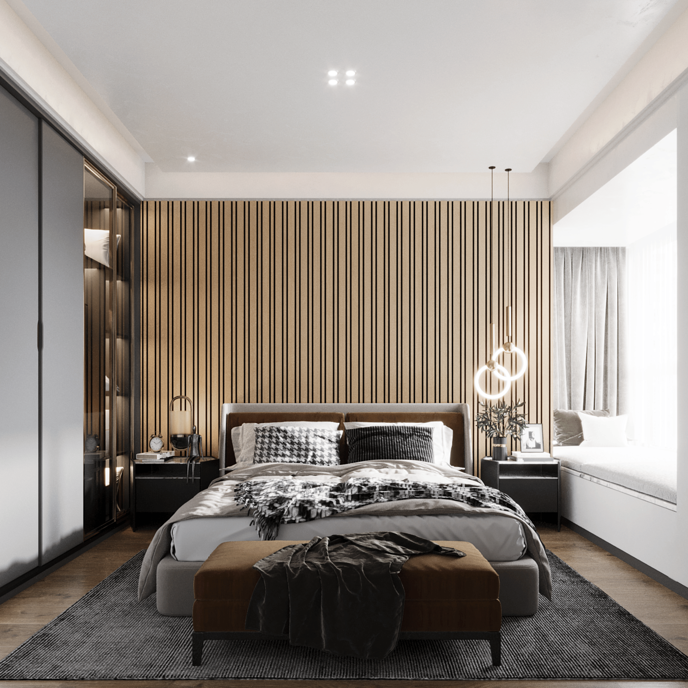 Lot De 4 Panneaux Acoustiques Muraux Juskys - Réduit L'écho Et Le Bruit - Chêne Gris Foncé 120x60 Cm