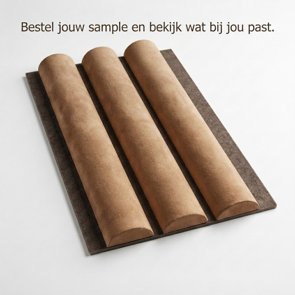 Akoestisch wandpaneel 260cm · Suede ronde latten · Brown