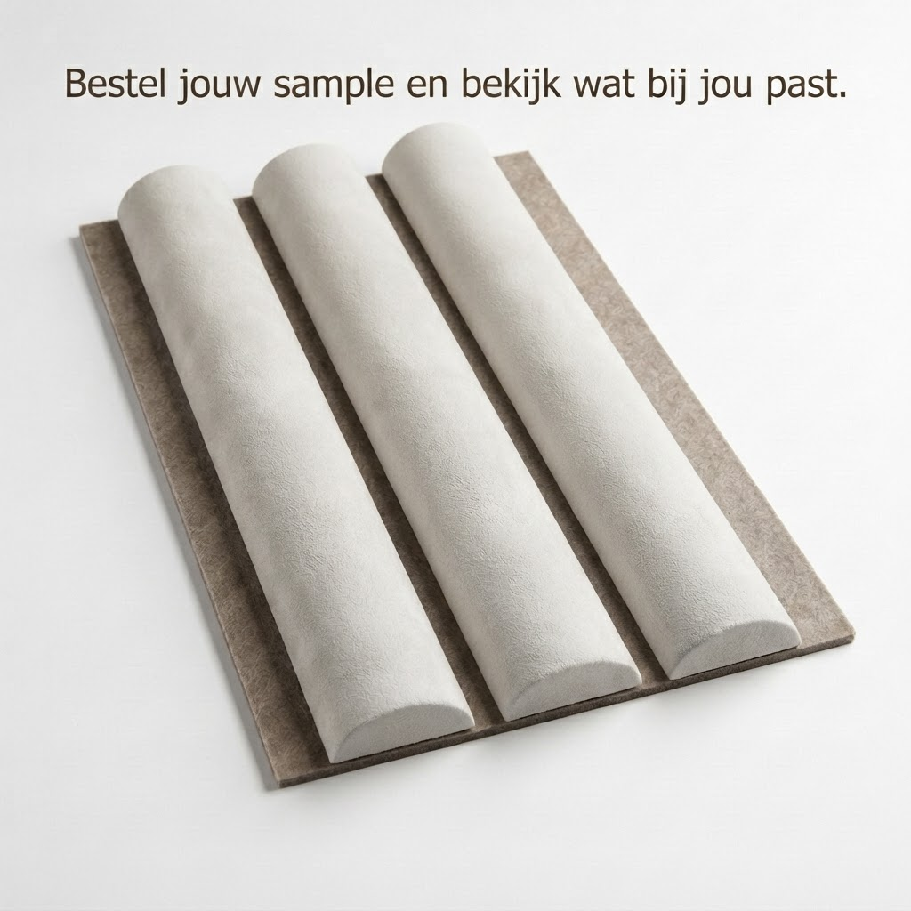 Akoestisch wandpaneel 260cm · Suede ronde latten · White